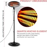 Olsen & Smith 2KW Outdoor Quartz Patio Heater Waterproof IP34 Black view 2