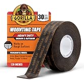 GORILLA Heavy Duty Mounting Tape, Double-Sided, XL 1" x 120", Black | Industrial-strength adhesive creates a permanent bond, holding up to 30 lbs for indoor and outdoor applications