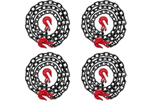 4PK - Falcon Cargo 1/2" X 10' Grade 80 Transport Binder Chain - 12,000 LBS WLL - Clevis Grab Hook, Tie-Down, Towing