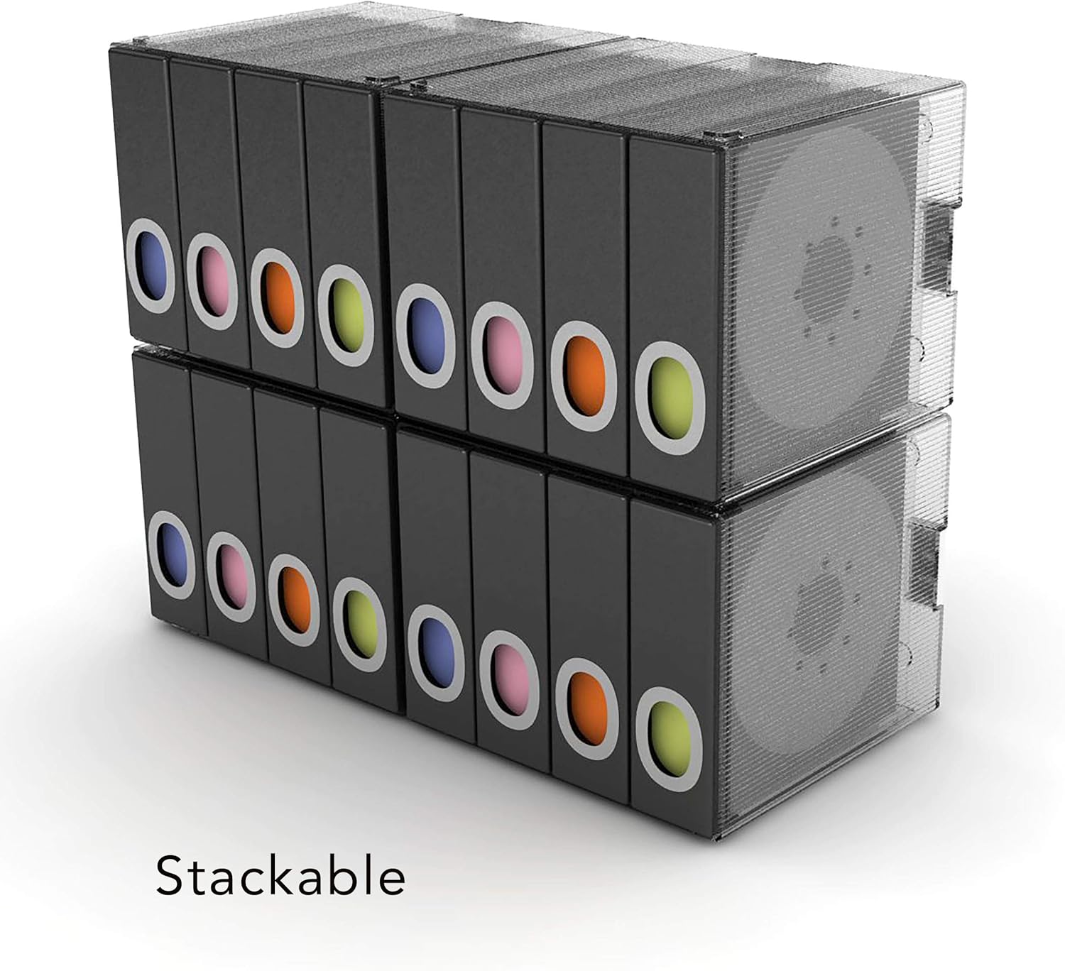 Atlantic Polypropylene Sleeve Disc Organizer - Stack & Lock, Categorize Cds In 4 Color-Coded Binders for 96 Discs Total In Black, PN96635496: Home Audio & Theater