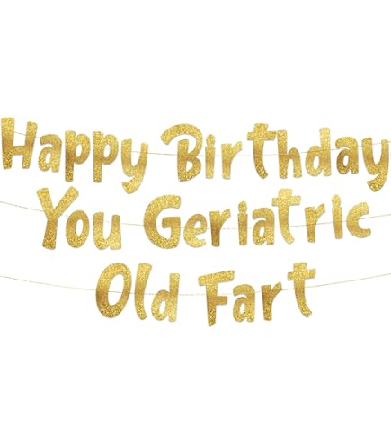 "Wow You're Old" Birthday Banner - Gold Glitter, 3.9ft Long, Perfect For 40th 50th 60th Parties!