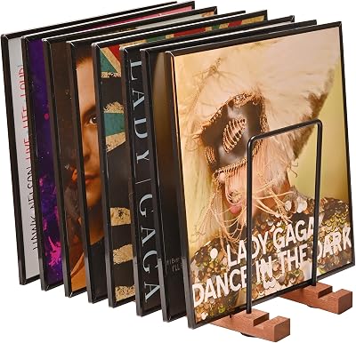 Yorkmills Vinyl Record Storage Rack Solid Walnut Display Shelf 50 LP Albums