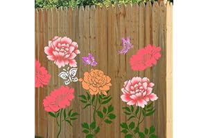 Large Fence Flower Stencils for Painting on Garden Wall Wood Floor Canvas Paper Furniture Reusable Floral Painting Stencil wi
