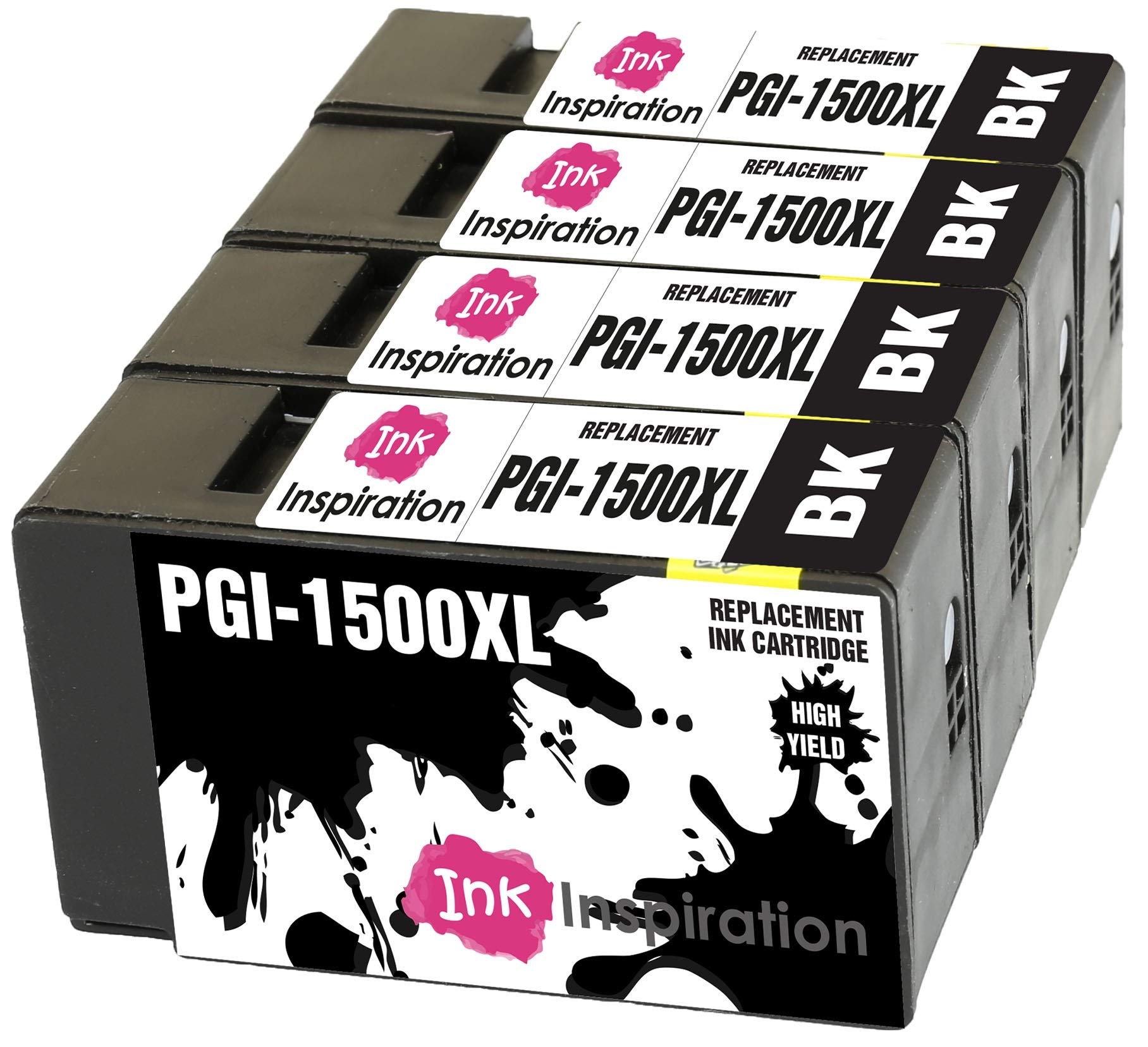 INK INSPIRATION® Replacement for Canon PGI-1500XL PGI-1500XLBK Black Ink Cartridges 4-Pack, Use with Canon MAXIFY MB2050 MB2350 MB2750 MB2150 MB2155 MB2755