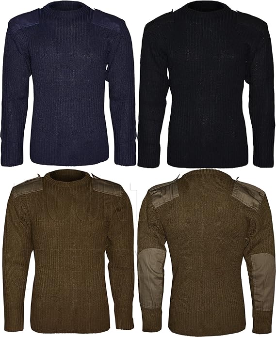 Mens Military Army Security Pullover JumperRound Neck Sweater Crew Neck
