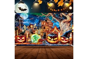 KINGZONE Happy Halloween Backdrop Birthday Party Decorations - Durable Photo Booth Banner Props Happy Halloween, Party Supplies Decor Decorations Background（43 * 70inches/110x180cm）