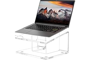 FUCDTEFC Acrylic Laptop Stand for Desk, Laptop Riser for 10-17.3 Inch Laptops, Ergonomic Computer Stand Holder Compatible with Macbooks and Notebooks- Clear