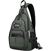 WITZMAN Sling Bag for Men Casual Shoulder Sling Bags Crossbody Bag with USB Charging Port for Travel Daily Cycling (B735 Army Green)