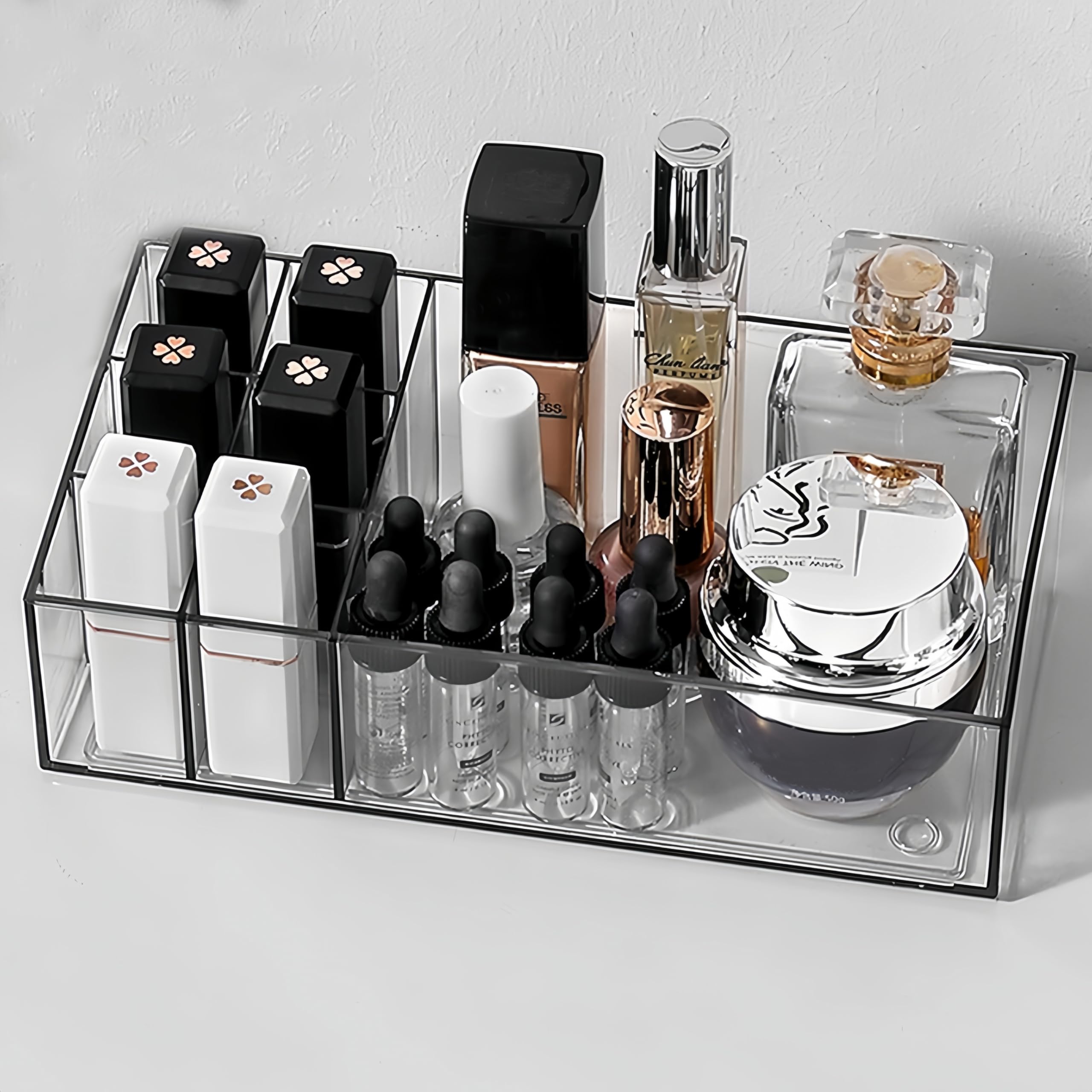 HARLIANGXY Make Up Cosmetic Organiser Made of Acrylic, Mirror Cabinet Organiser, Interior Bathroom Cabinet Organiser, Transparent, Dressing Table Storage Box, Makeup Organiser, Cosmetic Tray