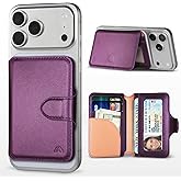 MEFON for MagSafe Wallet, Magnetic Phone Wallet RFID Blocking, Slim 5-8 Card Holder with Cash Slot & Clear ID Window, Minimalist Mag Safe Wallets for iPhone 17/16/15/14/13/12 Series, Amethyst Purple