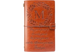 Filten Thank You Gifts Monogrammed Initial Leather Journal Make a Difference Notebook Inspirational Gifts Appreciation Gifts Employee Boss Pastor Volunteer Nurse Doctors Teacher Coworkers for Women