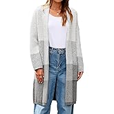 Simplee Womens Long Cardigan Sweaters Color Block Chunky Knit Oversized Sweater Coats Coatigan Fall Trendy Outwear 2025