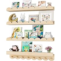 CLLASOU 24 Inch Floating Shelves for Wall, 4-Pack Nursery Bo
