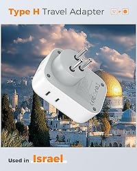 TESSAN Israel Adapter Plug 2 Pack, 7 in 1 US to