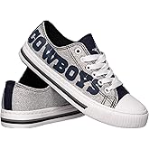FOCO Dallas Cowboys NFL Womens Glitter Low Top Canvas Shoes - 7