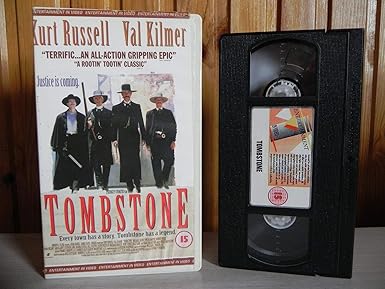 Amazon Com Tombstone Vhs Kurt Russell Val Kilmer Sam Elliott Bill Paxton Powers Boothe Michael Biehn Charlton Heston Jason Priestley Jon Tenney Stephen Lang Thomas Haden Church Dana Delany George P Cosmatos Kevin