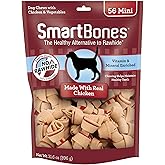 SmartBones Mini Bones Rawhide-Free Dog Treat, with Real Chicken, 56 Count | With With Real Chicken &amp; Veggies, Easy To Digest Chew, Vitamin &amp; Mineral Enriched, Supports Dental Health, For Small Dogs