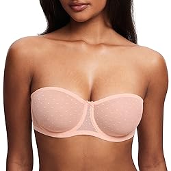 DOBREVA Women's Mesh Strapless Bra Sheer Unlined