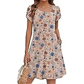 ZEAGOO Summer Dresses for Women 2026 Sundress Short Petal Sleeve Dress with Pockets Floral Dresses for Casual