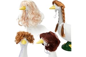 Amviner 4 Pcs Porch Goose Wigs, Cute Lawn Statue Goose Hair, Goose Outfits Costume Decor for 17 Inch and 23 Inch Outdoor Garden Patio Yard Goose