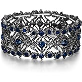 BriLove Women's Wedding Bridal Crystal Cluster Tennis Stretch Bracelet
