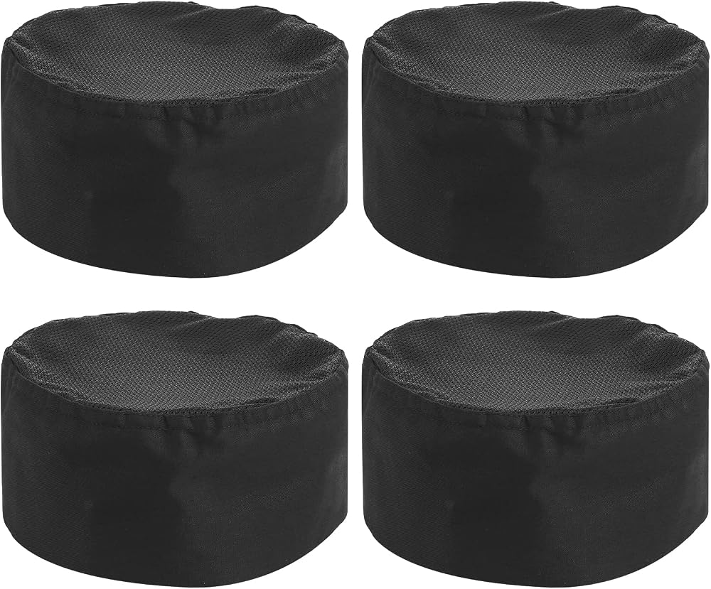Lusofie 4 Pcs Unisex Chef Hat Adjustable Black Breathable Kitchen Cooking Caps