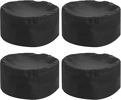 Lusofie 4 Pcs Unisex Chef Hat Adjustable Black Breathable Kitchen Cooking Caps