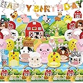 Cocomigo 159pcs Farm Birthday Decorations for Kids, 5 Styles Of 300gsm Thick Animal Plates 2 Tablecloths 1 Backdrop 1 Banner 18 Balloons for 20 People, Suitable for Farm Theme Birthday Decorations