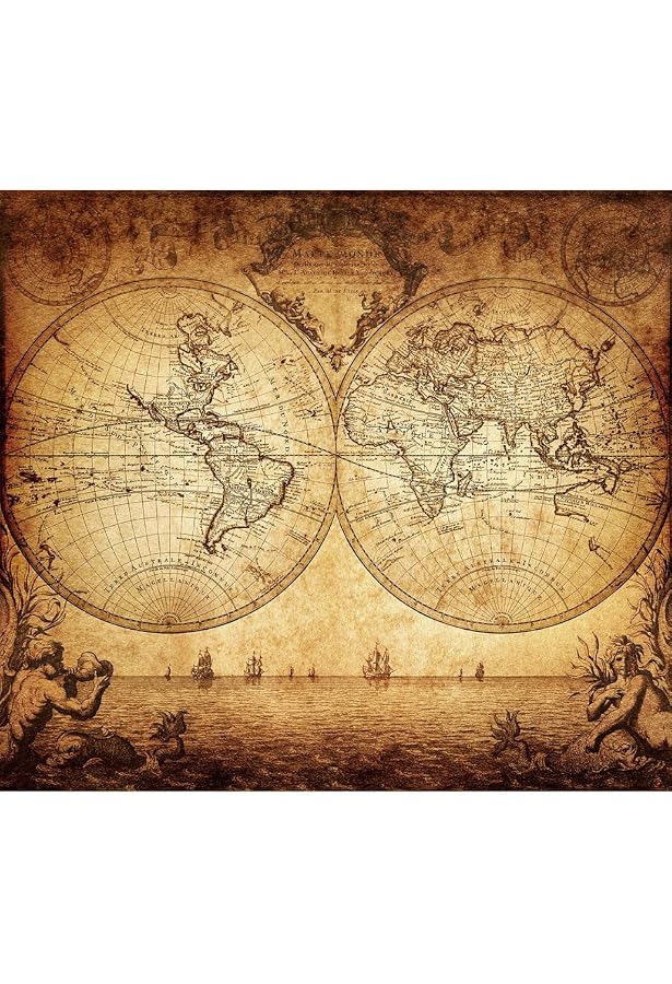 Póster Vintage Mapa Del Mundo Antiguo Tamaño A3 - Decoración Pared Estilo Retro