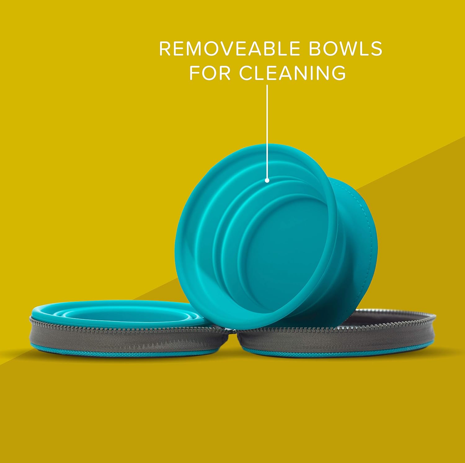 Two Collapsible Dog Bowls - Dog Water Bowl - Foldable Bowl with Travel Case - Blue, 3. Colapz Blue Bowls - Image 4