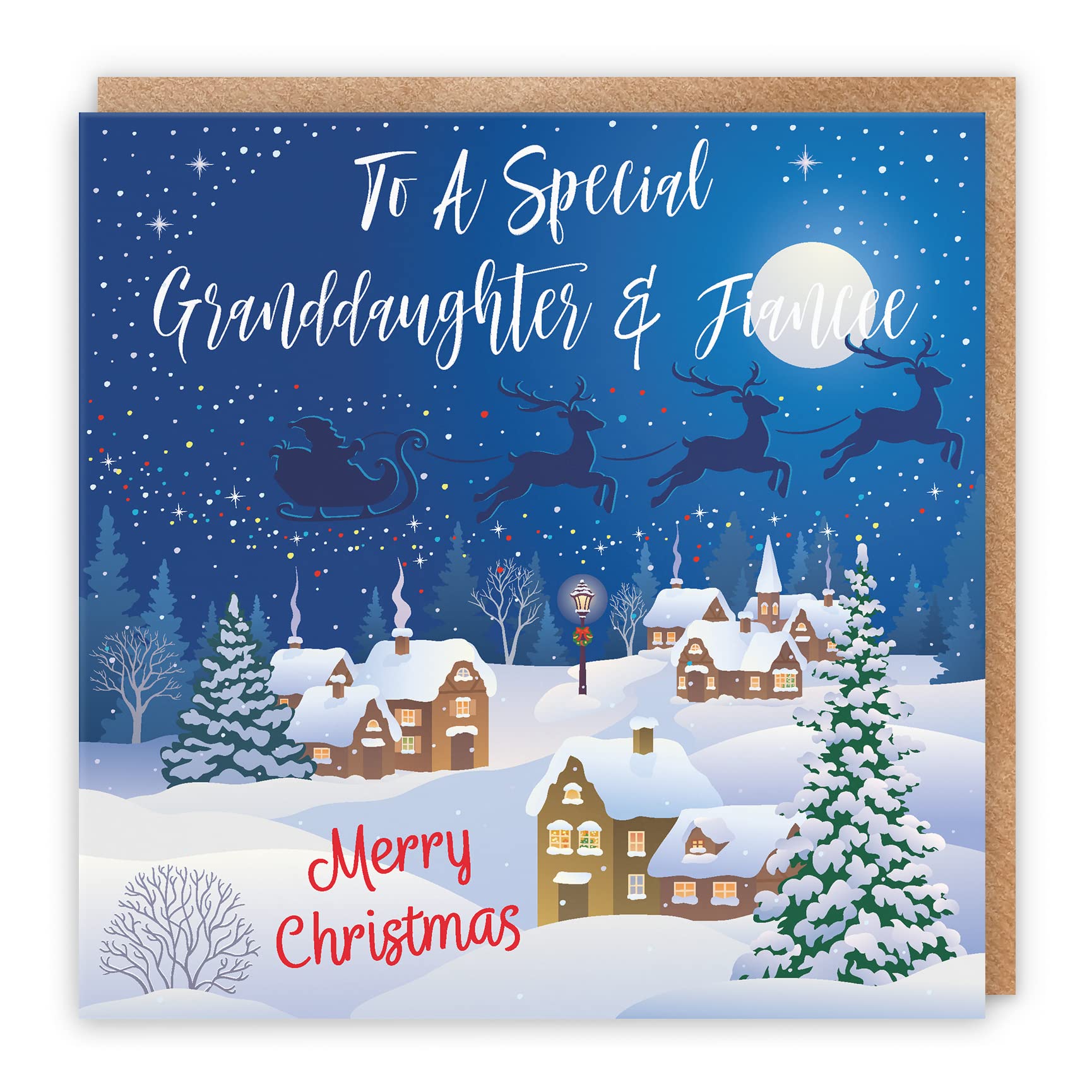 Hunts England - Granddaughter And Fiancee Christmas Card - To A Special Granddaughter & Fiancee - Merry Christmas - Winter Wonderland Collection - Fun Card