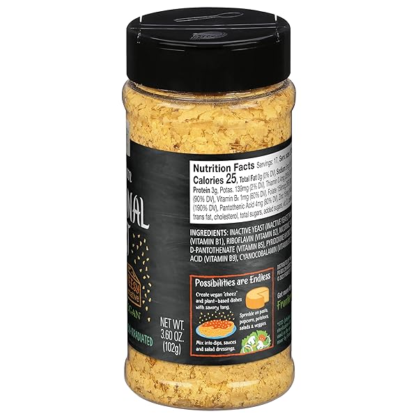FRONTIER CO-OP PREMIUM NUTRITIONAL YEAST FLAKES, 3.6 OZ. – VEGAN, GLUTEN-FREE, KOSHER, NON-IRRADIATED SEASONING, DAIRY-FREE CHEESE FLAVOR, RICH IN B VITAMINS