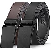 SENDEFN 2 Pack Ratchet Belt Men, Men Leather Belts in Gift Set Box for Dress Casual, Size Adjustable Trim to Fit