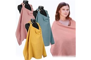 Treela 3 Pcs Muslin Cotton Breathable Nursing Cover Multi Use Car Seat Stroller Breastfeeding Cover for Breastfeeding Baby Shower Gifts Essentials(Rustic Color)