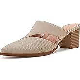 Syktkmx Women's Cutout Backless Mules Slip On Closed Toe Chunky Stacked Heeled Sandals