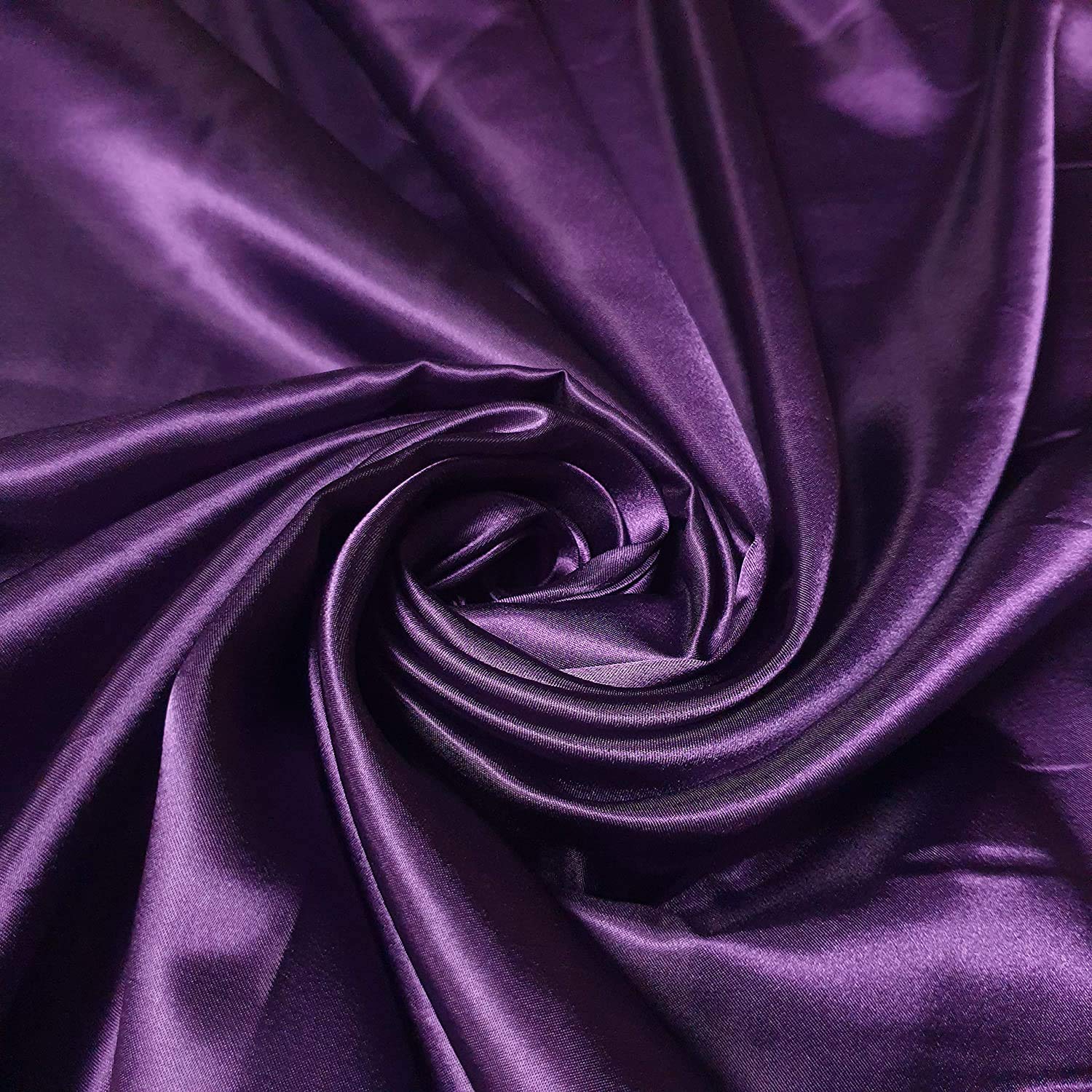 58"/150cm Wide Plain Poly Silk Satin Fabric (Available in 20+ Colours & Various Lengths) (Dark Purple, 3 Meter) — image 1
