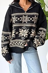 Women Y2K Argyle Striped Pullover Sweater Casual