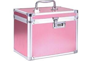 BUANSON Security Lock Boxes (Rose),Lockable Storage Box Medicine,Code Lock Box Jewelry,Combination Lock Box for Office,Cosmetic Storage Box-7.25"x7.75"x10"