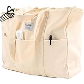 Bagelite Extra Large Canvas Tote for Women Men, Utility Work Bag with Zipper