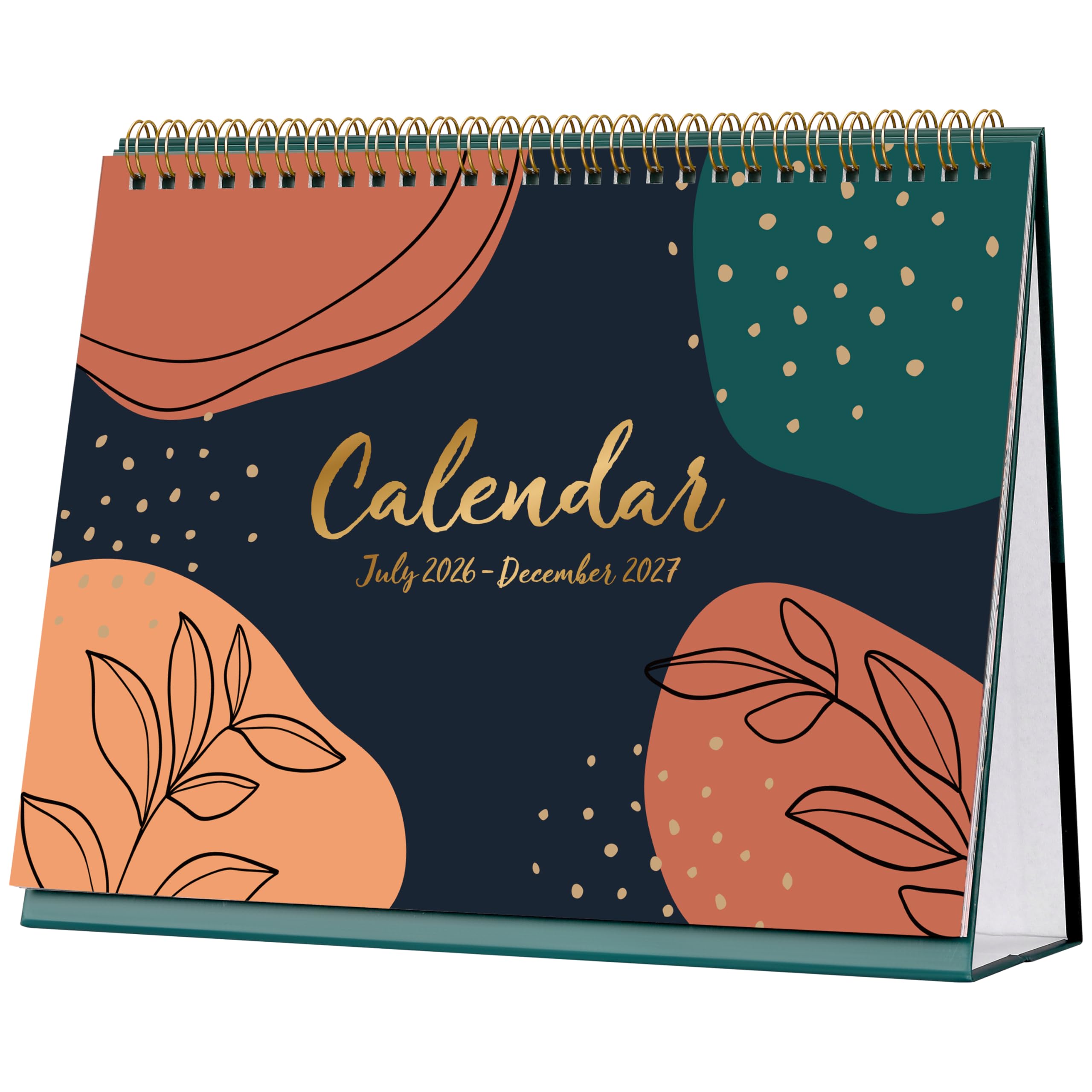 2026-2027 Desk Calendar - Desktop Calendar 2026-2027 from July 2026 to December 2027, Running weekly memo page, 25.3 x 20.5 x 7.8 cm, Home study office Tricolor