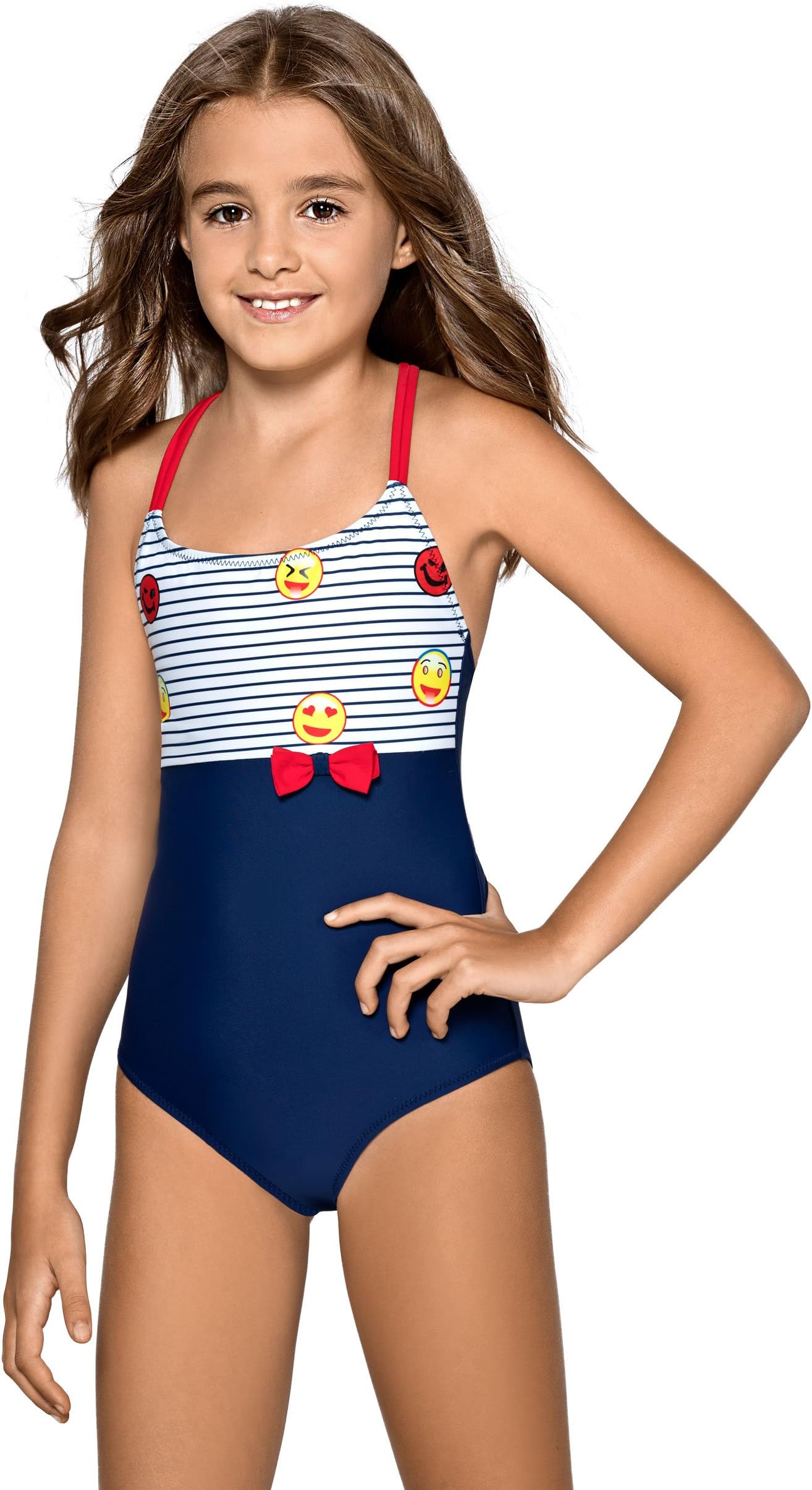 Girls Swimsuit Swimwear Swimming Costume Beachwear Emoji Pattern 7-12 Years M88
