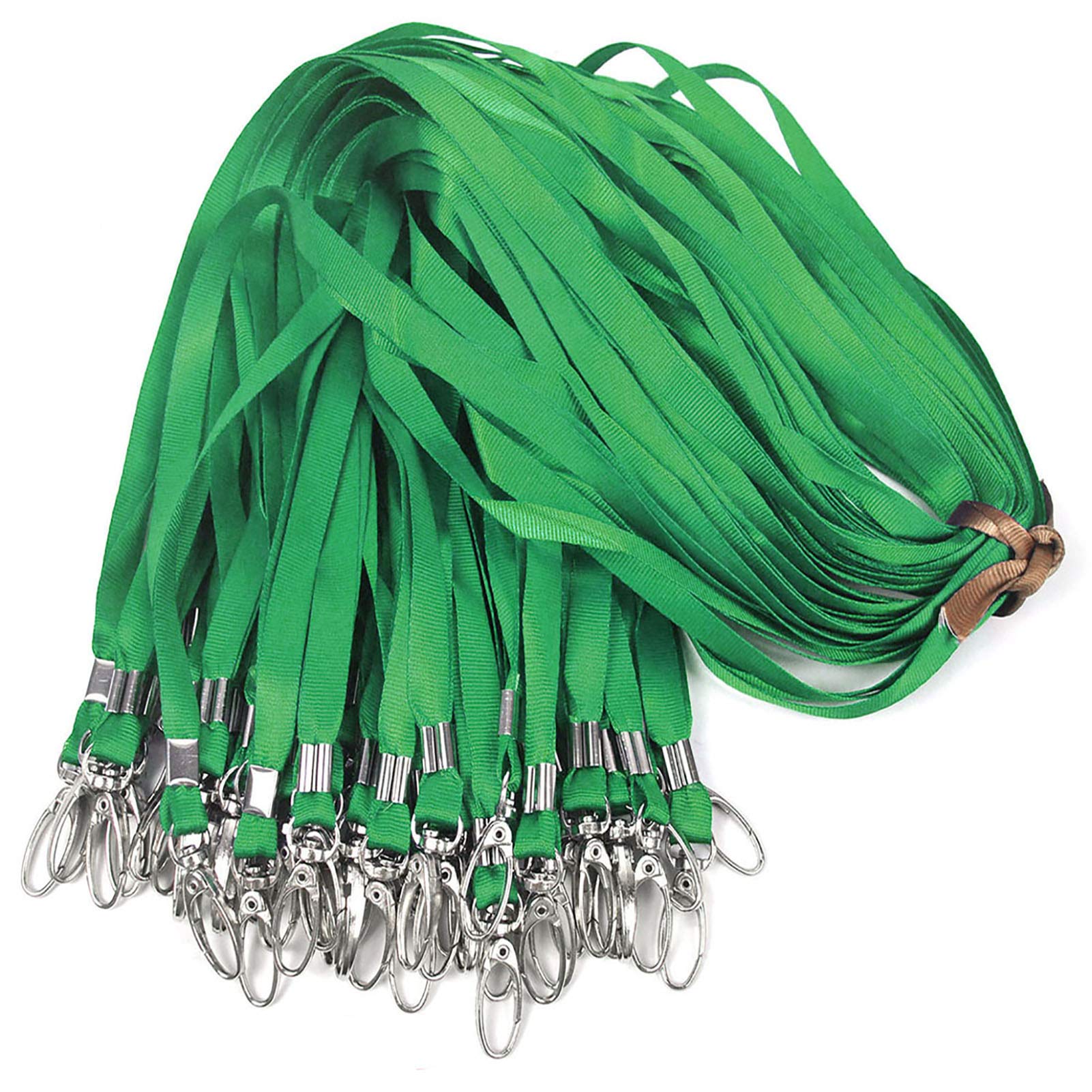 17.5 inch Nylon Lanyards,Great for ID Badges/Key Chains (100PCS, Green)