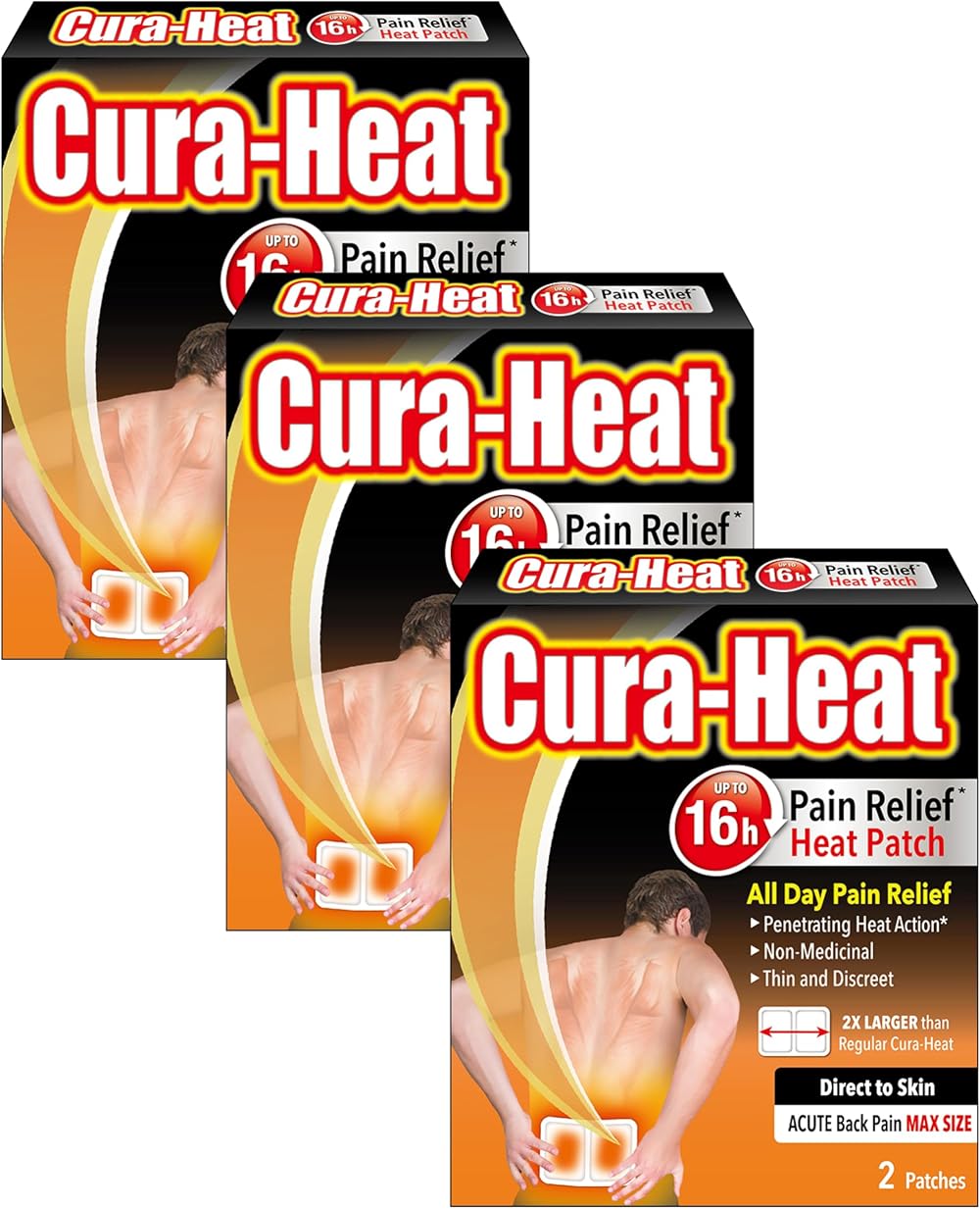 Cura-Heat Back Pain Max Size Direct-to-Skin Pack of 6