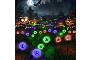 BEHILLER Floating Scary Eyeballs Solar Garden Lights for Halloween Decorations Outdoor, Swaying Firefly with 2PACKS 12LED Magic Eyeballs Halloween Ghost Lights,Solar Eyeballs Path Lights for Lawn/Ghost Decor