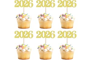GIGA GUD 40 Pcs Glitter New Year Cupcake Toppers 2026 Gold Cupcake topper Cheers to 2026 Cake Picks for New Years Eve Party Decoration (2026 Gold 40pcs)