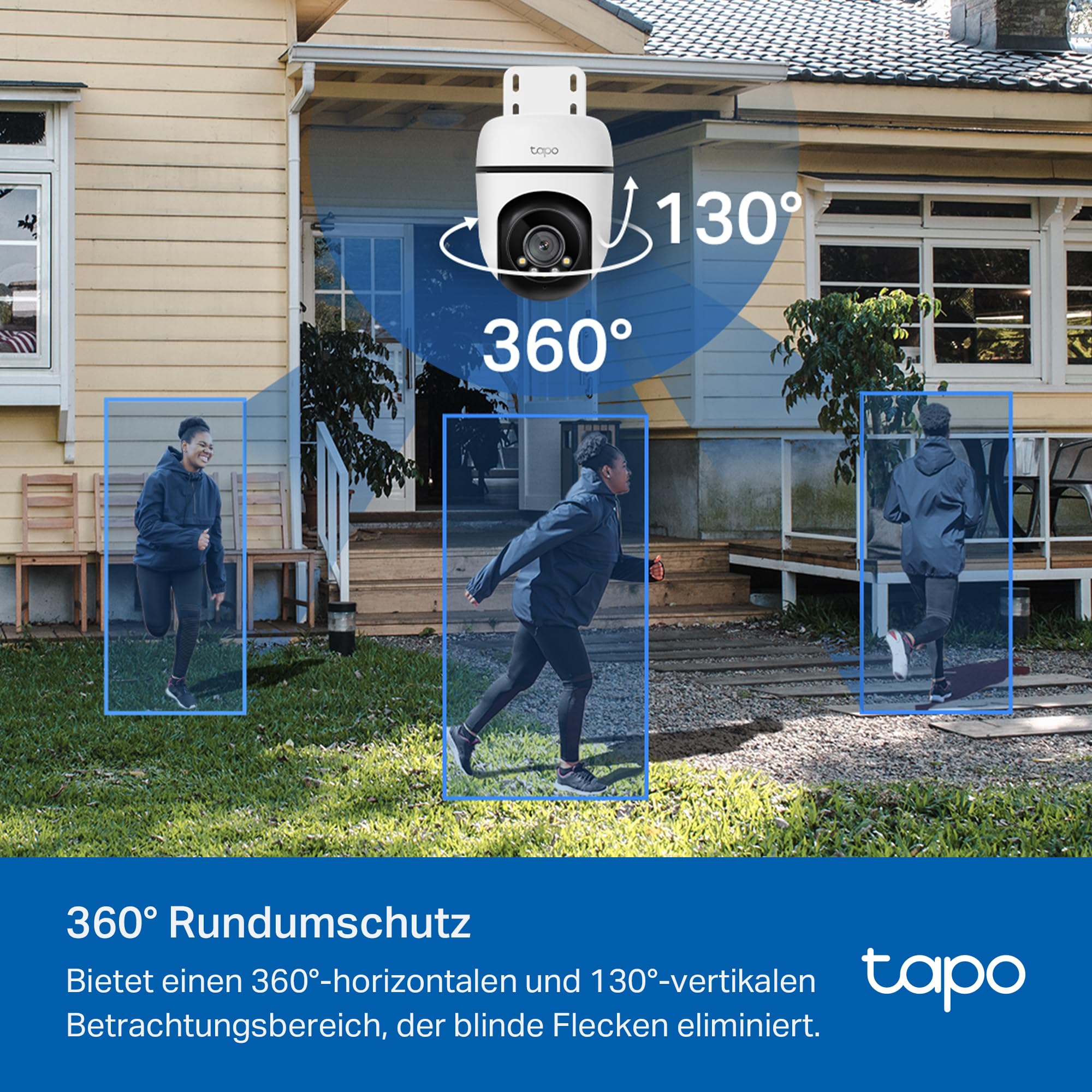 Tapo C51A 2K WLAN Überwachungskamera Außen, 360° Schwenk-/Neige, Vollfarbige Nachtsicht, Personenerkennung, Bewegungsverfolgung, Zwei-Wege-Audio, microSD-Karte bis zu 512 GB 3