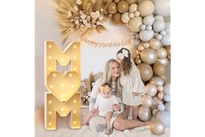 OffiCreative Mother's Day Decorations - 4FT Light Up Marquee Letters, LED Letter Lights, DIY Large Heart Sign for Mother's Day Party, Birthday Party Favors
