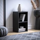 Vida Designs Oxford 2 Tier Cube Bookcase Black Wood Shelving Unit view 6