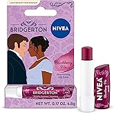 NIVEA Blackberry Pie Lip Care, Bridgerton Design Lip Balm, 0.17 OZ | Bridgerton Limited Edition Burgundy Tinted Lip Balm with Shea Butter, Oils and Vitamins, 3-in-1 Moisture, Repairs Dry Lips