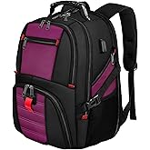 YOREPEK Travel Backpack, Extra Large 50L Laptop Backpacks for Men Women, Water Resistant College Backpack Airline Approved Business Work Bag with USB Charging Port Fits 17 Inch Computer, Purple